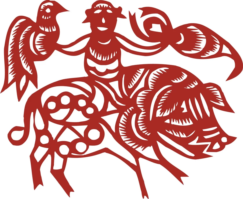 中国风中式传统喜庆民俗人物动物窗花剪纸插画边框AI矢量PNG素材【2482】